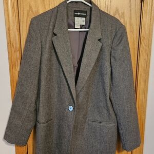 Sag Harbor Gray Blazer with Blue Button